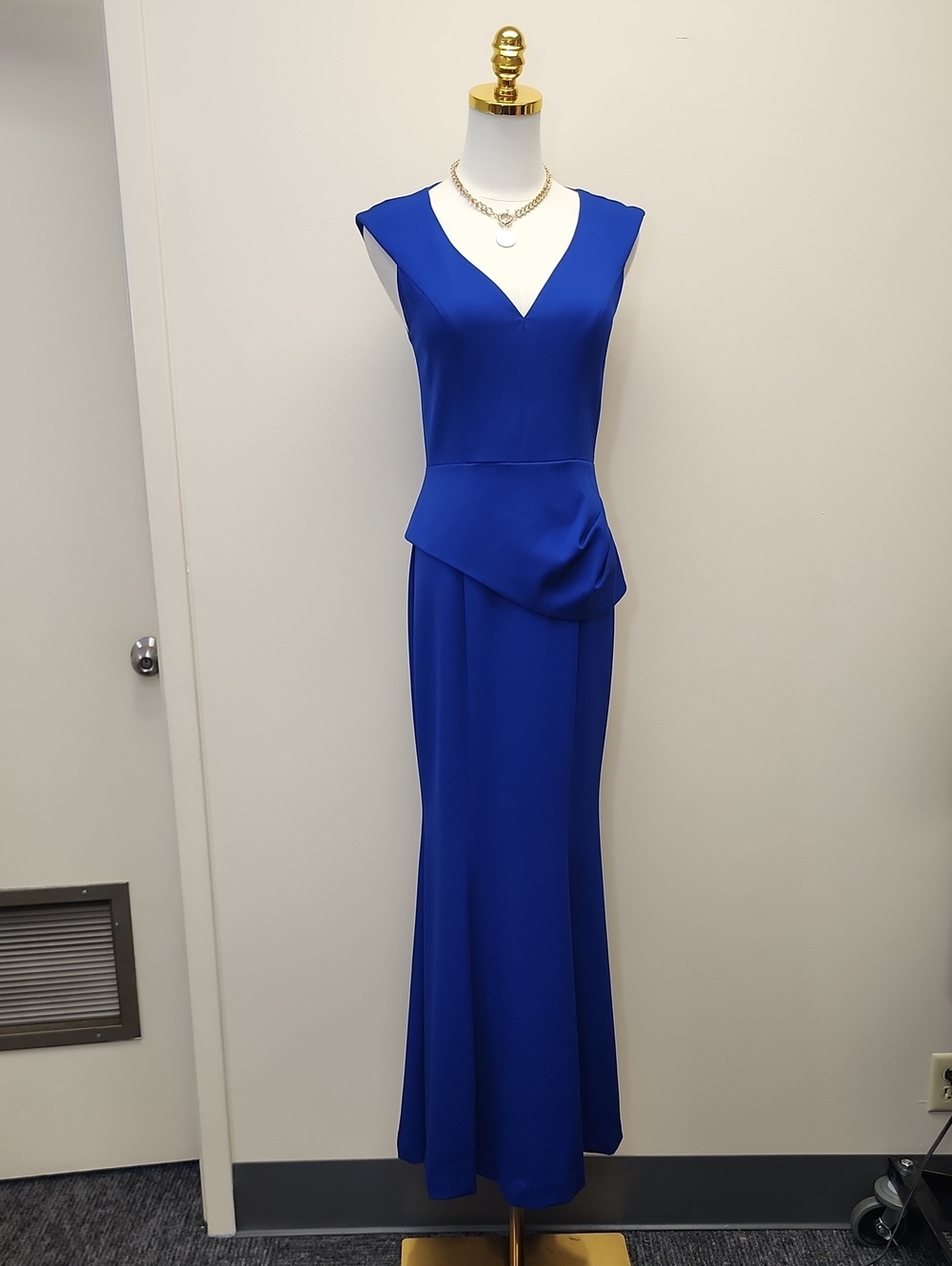 Black Halo Cobalt Blue Peplum Maxi Dress Size 6